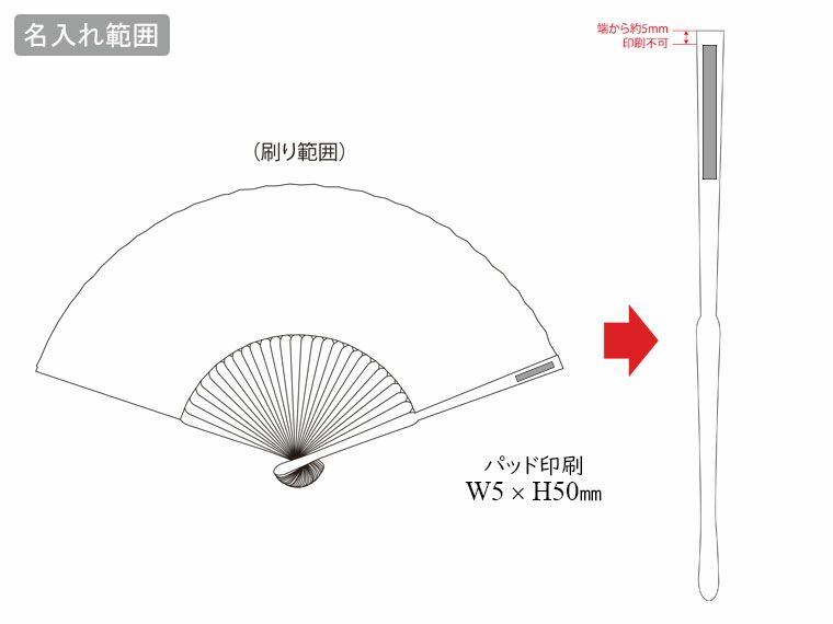 すす竹和扇子の名入れ範囲