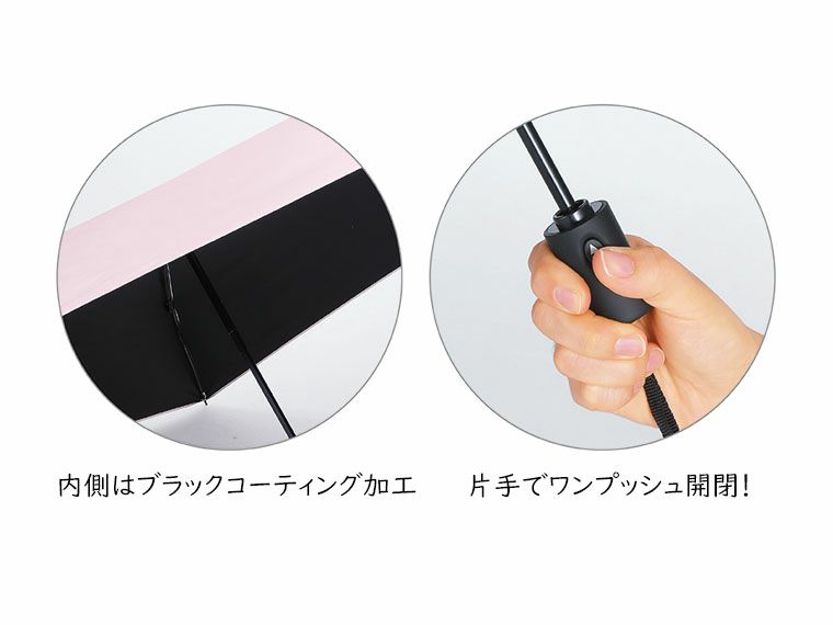 内側はブラックコーティング、ワンプッシュ開閉