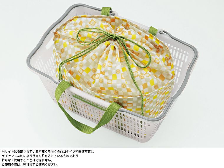 京都くろちく・保冷巾着しょっぴんぐばっぐ（れんこん市松）レジカゴにピッタリサイズ