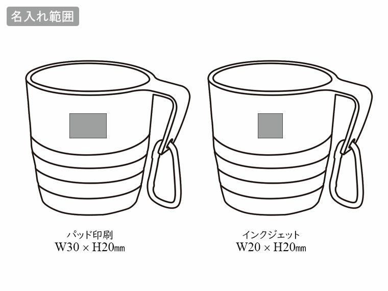 折り畳みアクティブマグカップの名入れ範囲