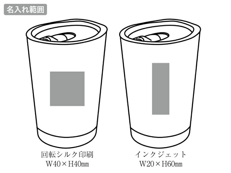 コルック 二重構造タンブラーの名入れ範囲