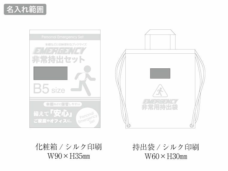 非常持出12点セット　FX-25の名入れ範囲
