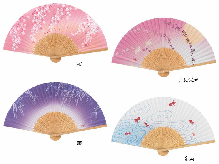 【婦人用】紙扇子　白竹中彫　香り付