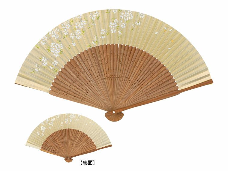 【婦人用】京扇子　上唐木中彫　大短地　桜　香り付