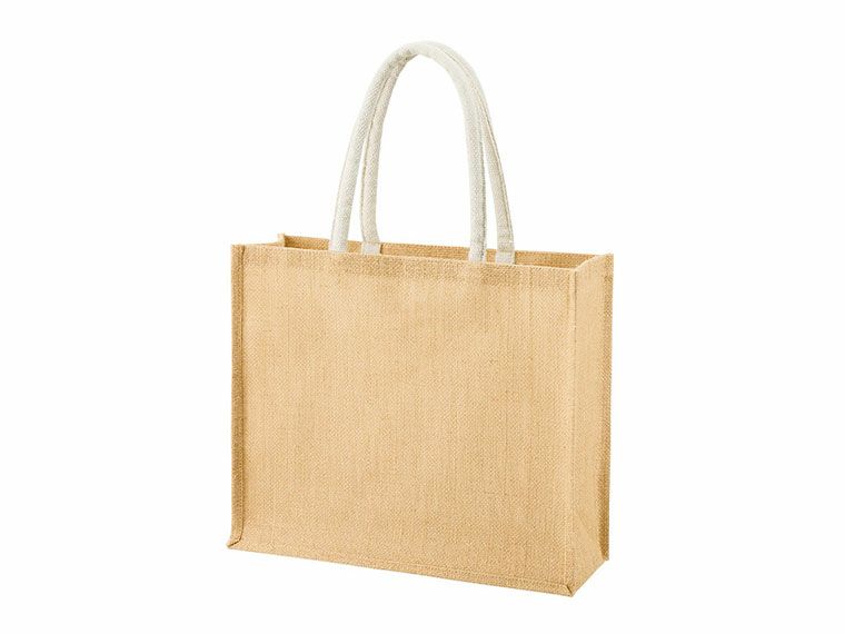 ジュートスクエアトート(ML)ワイド　ナチュラルベージュ