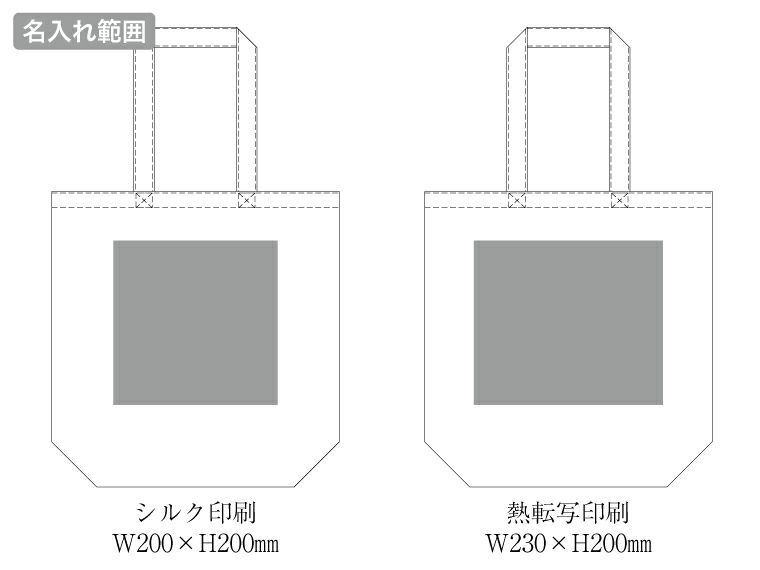 トート（M）　インディゴの名入れ範囲