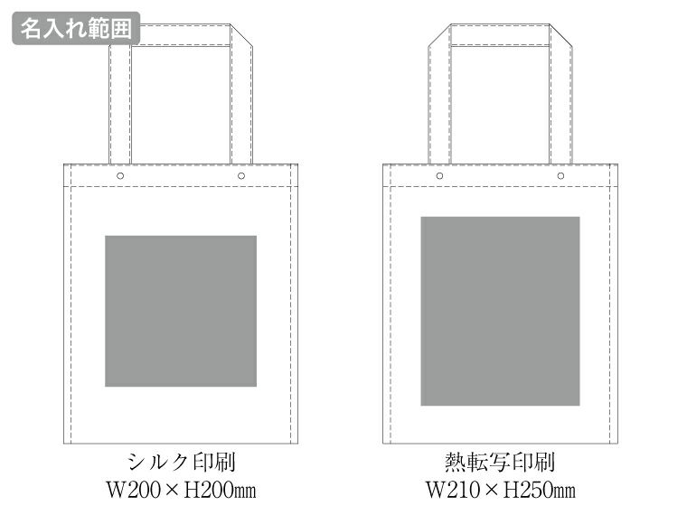 デニムボックススタッズトート　インディゴの名入れ範囲