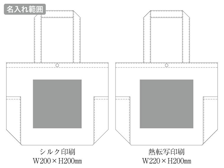 デニムマルチトート　インディゴの名入れ範囲