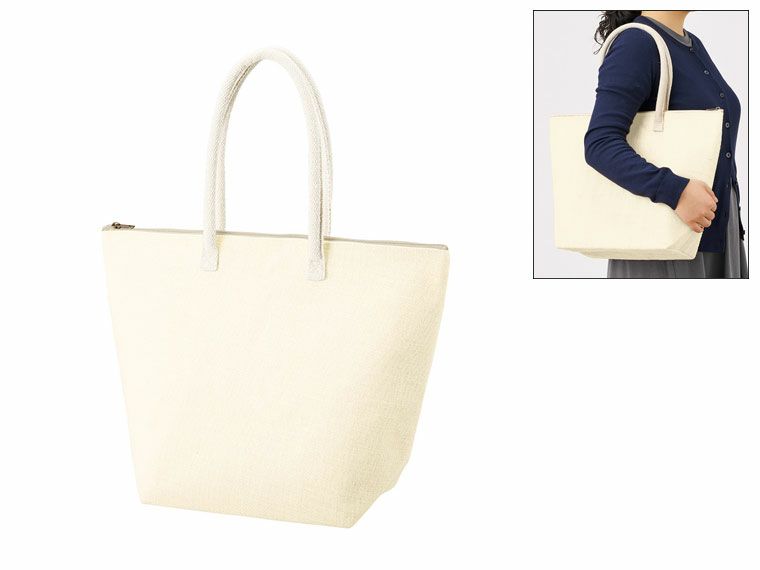ジュート保冷トート(M)　ナチュラルホワイト