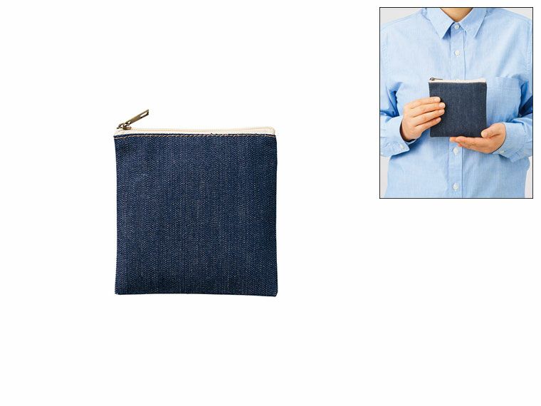 デニムフラットポーチ(SS)　インディゴ