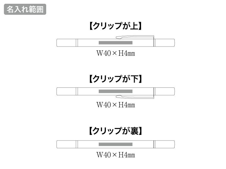 ボールペン付クリアディスク型タッチペン（再生ABS）の名入れ範囲