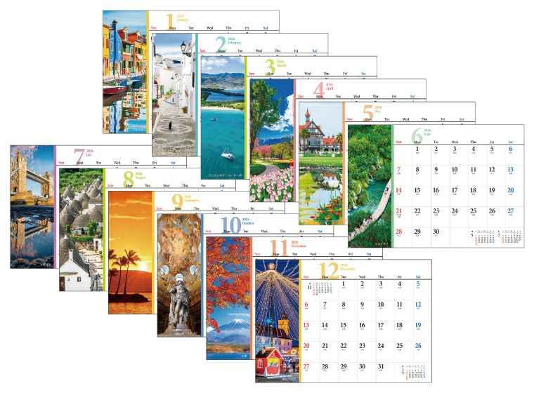 美景 卓上カレンダー12ヶ月