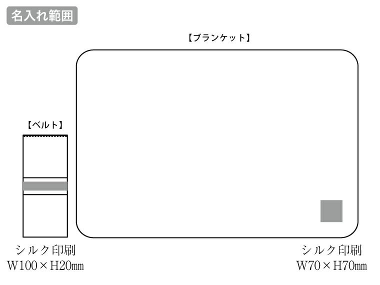 ベルト付きフリースブランケット名入れ範囲