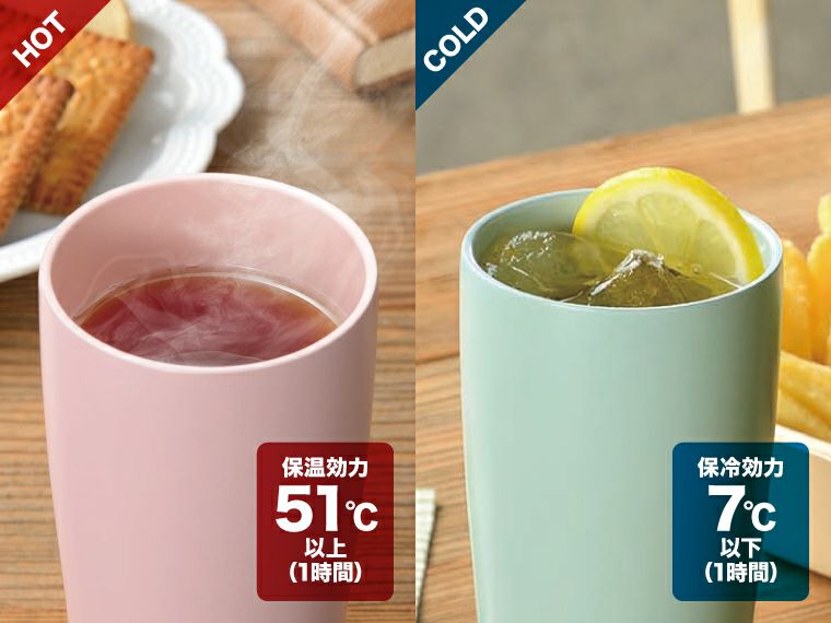 CE-01C セラコ 真空二重セラミックコートタンブラー450ml 保冷温効力