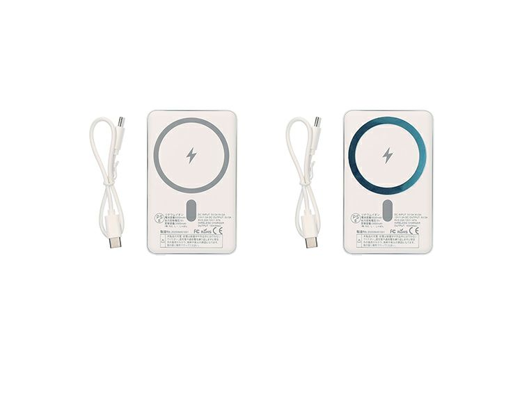 マグネット付ワイヤレスバッテリー5000の鉄リングあり・無し