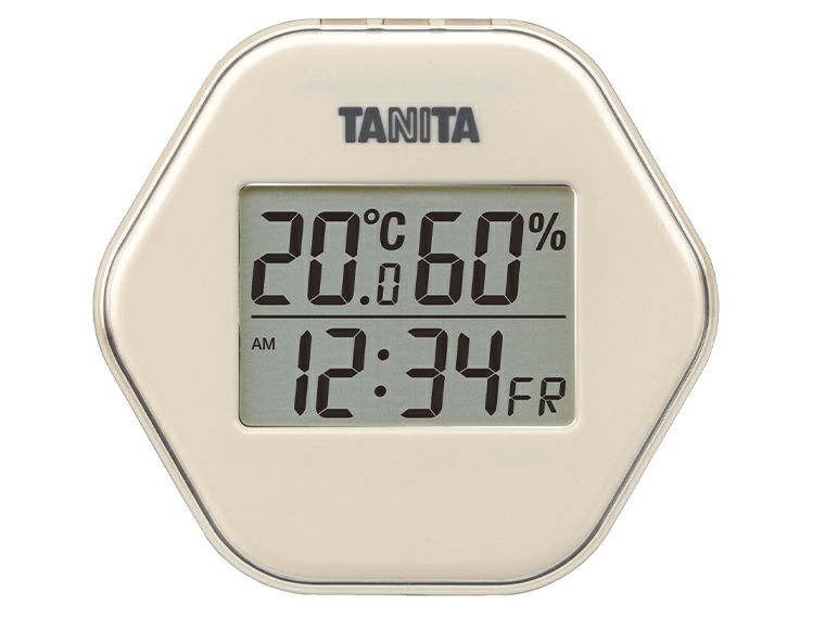 タニタ　デジタル温湿度計　TT-573アイボリー正面
