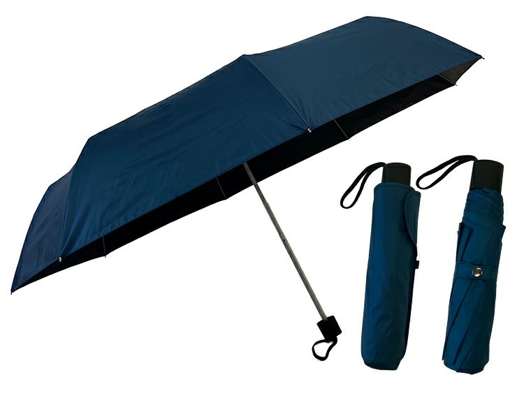 遮光 軽量 晴雨兼用 耐風 大判 60㎝ 折 ネイビー