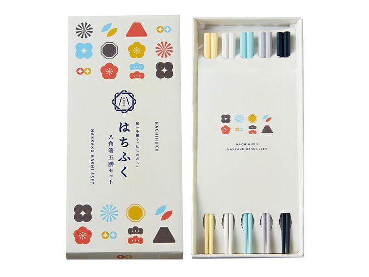 はちふく　八角箸五膳セット商品画像