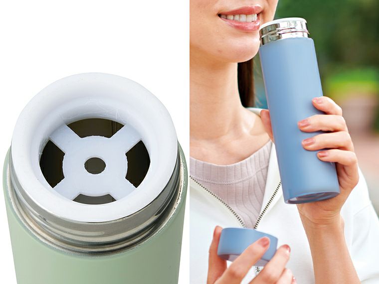 ストッパー付き真空ステンレスボトル230ml使用イメージ