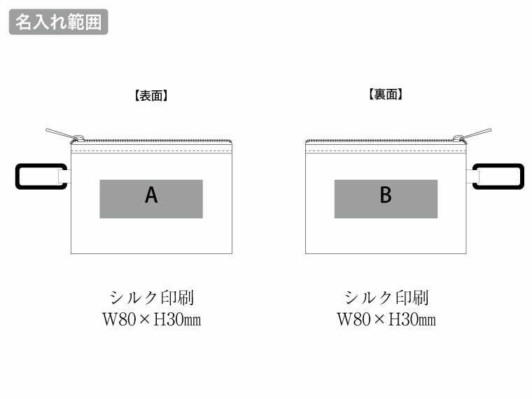 リフレクターポーチ（S）の名入れ範囲