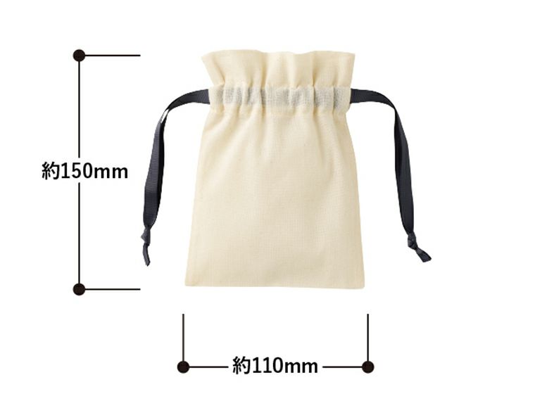 コットンカラーリボン巾着（SS）のサイズ