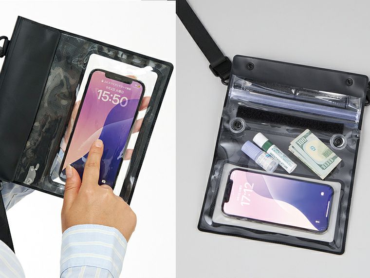 モバイルウォータープルーフサコッシュの使用イメージ