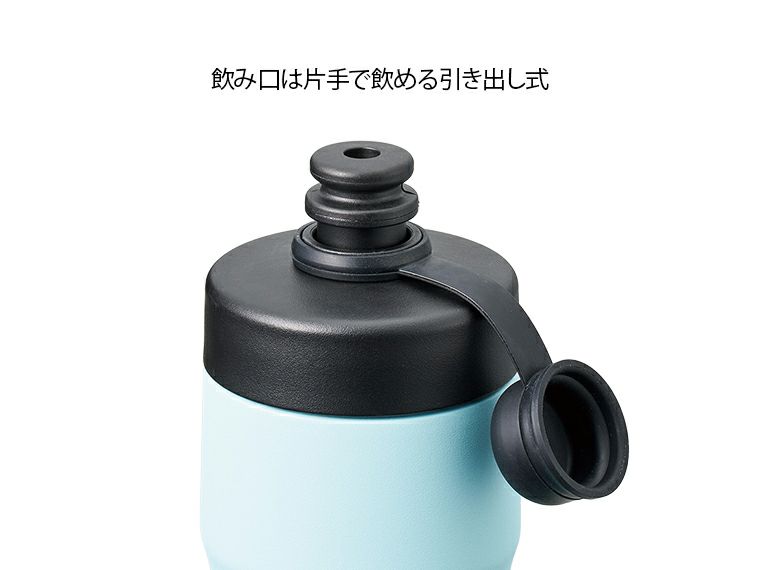 ステンレスサーモスポーツボトル600mlの飲み口は引き出し式です