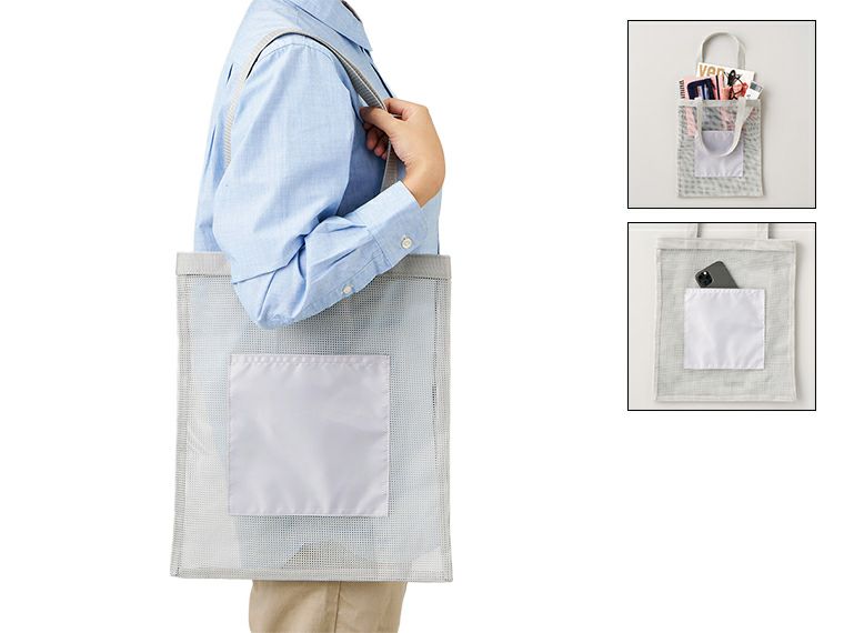 メッシュフラットトートの使用イメージ