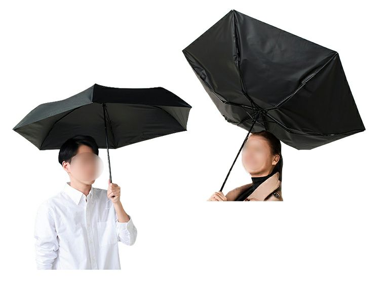 晴雨兼用　３ｉｎ１折りたたみ傘の使用イメージ