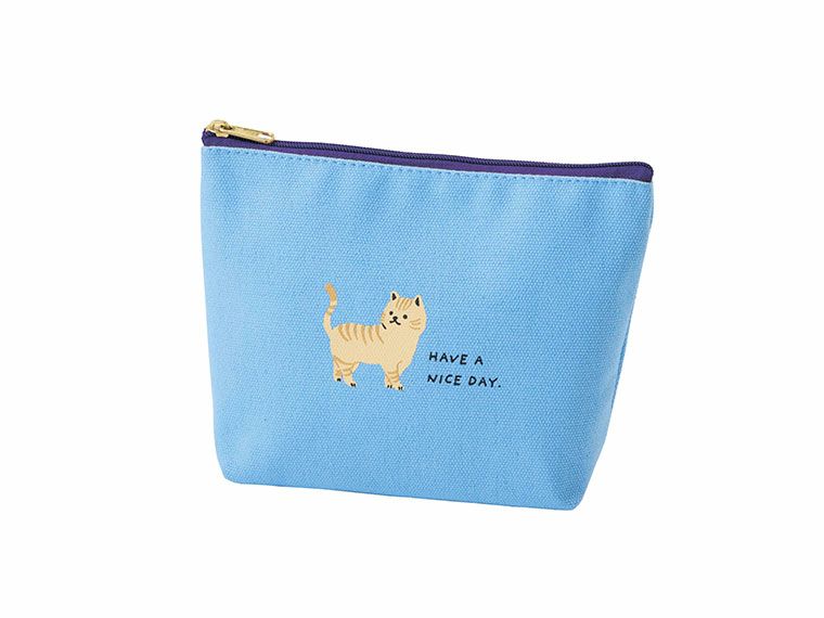 キャット・タイム　ポーチの本体カラーブルー