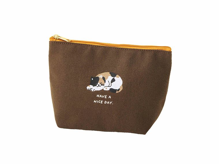 キャット・タイム　ポーチの本体カラーブラウン