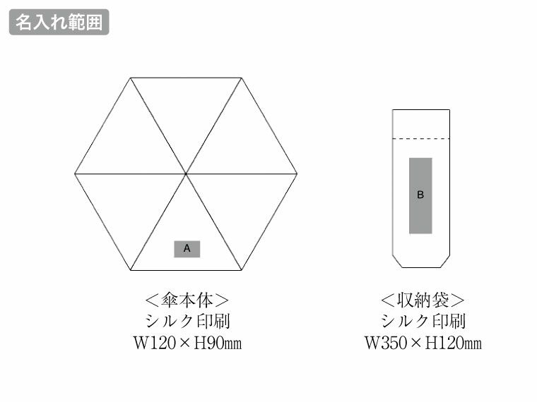 スティーラ　晴雨兼用折傘の名入れ範囲