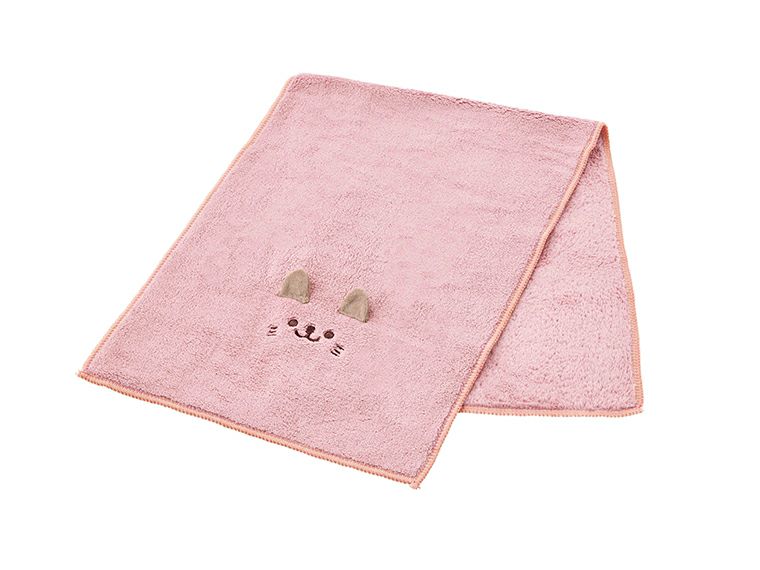 アニマルム　ふわふわフェイスタオルのデザイン猫の画像