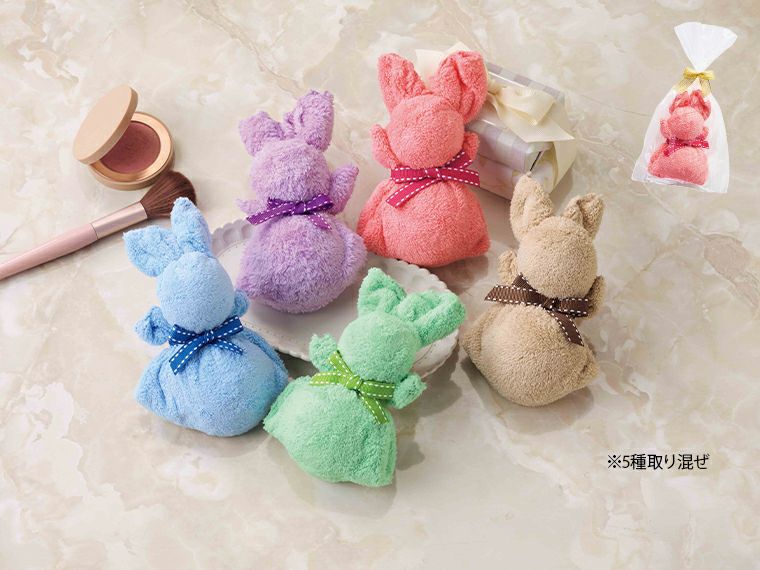 ふんわりうさぎタオルハンカチ