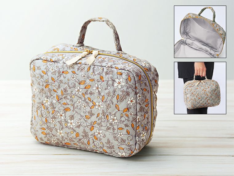 フィオリート・ハンドル付きキルティングオープンポーチ