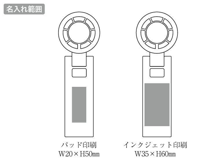 100段階風量調整3WAYペルチェファンの名入れ範囲