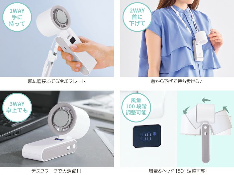 100段階風量調整3WAYペルチェファンの使用イメージ