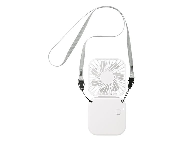 充電式3WAY折りたたみハンディファン（ネックストラップ付き）の全体画像