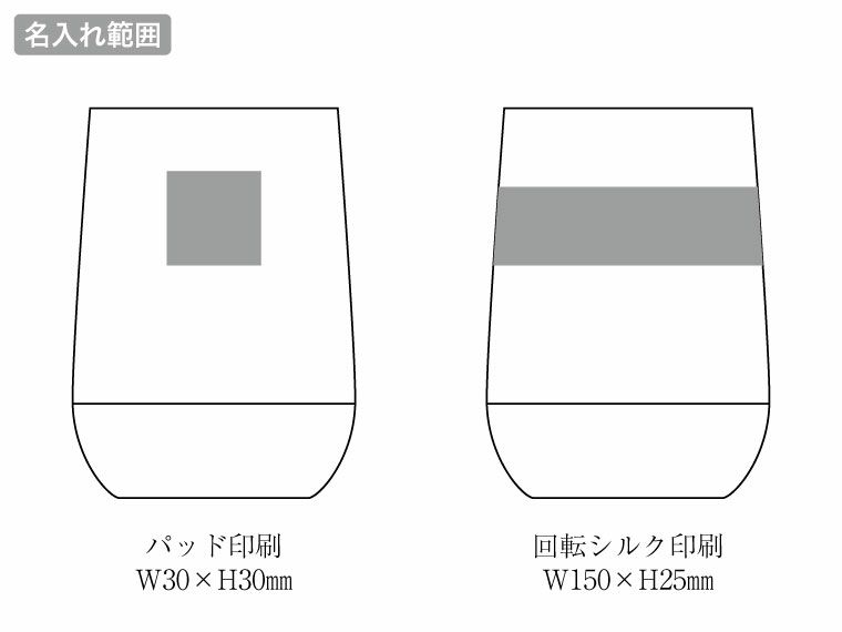 蓋付き二重構造ラウンドタンブラーの名入れ範囲