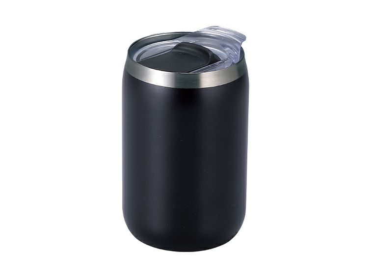 スライド式蓋付き真空二重構造ステンレスタンブラーの本体カラーブラックの画像