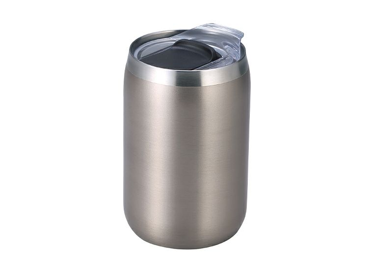 スライド式蓋付き真空二重構造ステンレスタンブラーの本体カラーシルバーの画像