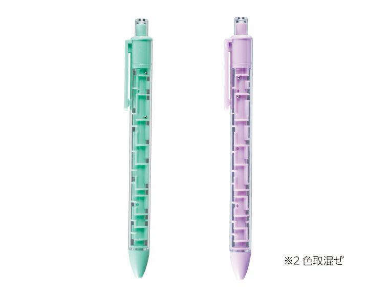 迷路で遊べるボールペンはグリーンとパープルの2色をアソートでお届け！