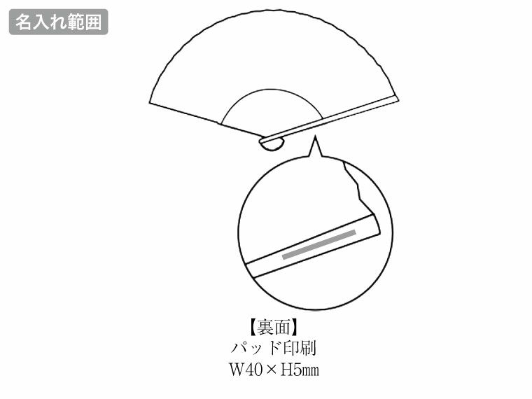 伊砂文様　涼彩扇子の名入れ範囲