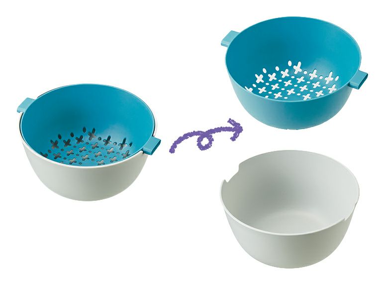 水切りざる＆ボウルセットはスタッキング収納可能！