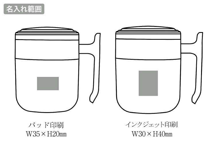 フタ付ダブルウォールステンレスマグの名入れ範囲