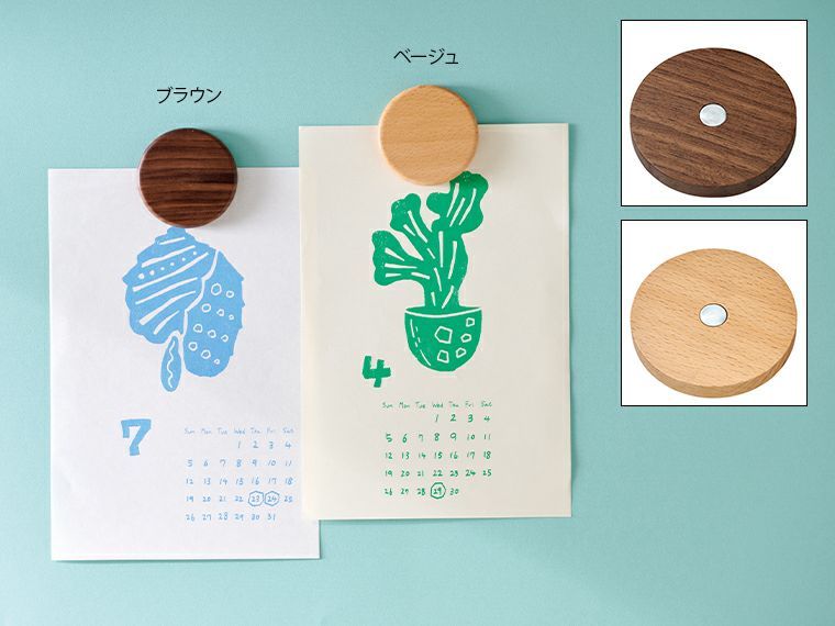 ウッド丸型マグネット