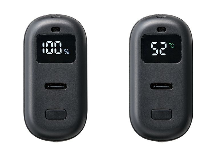 カイロチャージャーには残量と温度が表示されます。